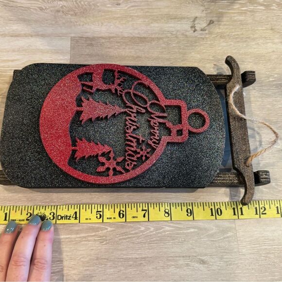 Handcrafted Wooden Sled “Merry Christmas” Wall Decoration Winter - Picture 2 of 2